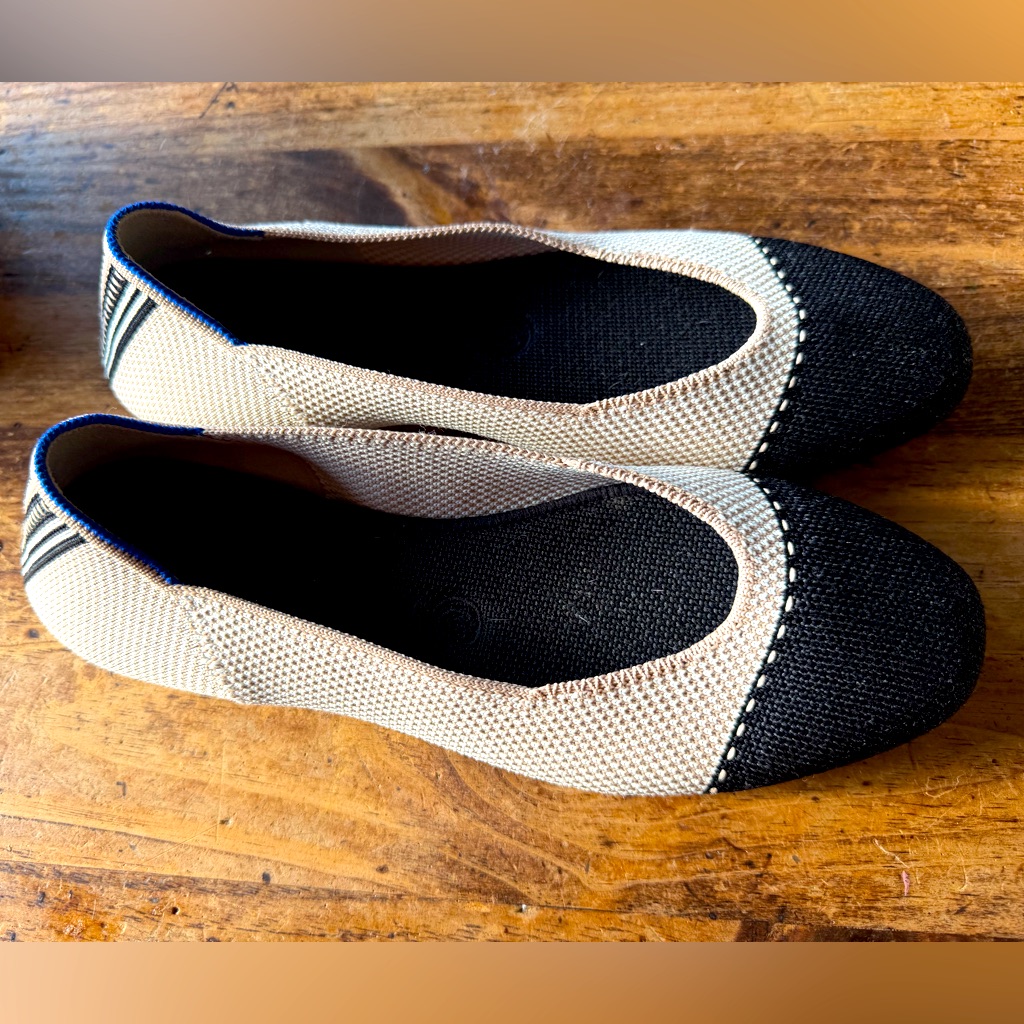 Rothy’s Beige, Black & Navy Knit Ballet Flats - Like New